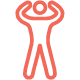 Coral colored stick figure icon